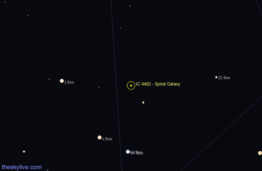 Finder chart IC 4482 - Spiral Galaxy in Boötes star