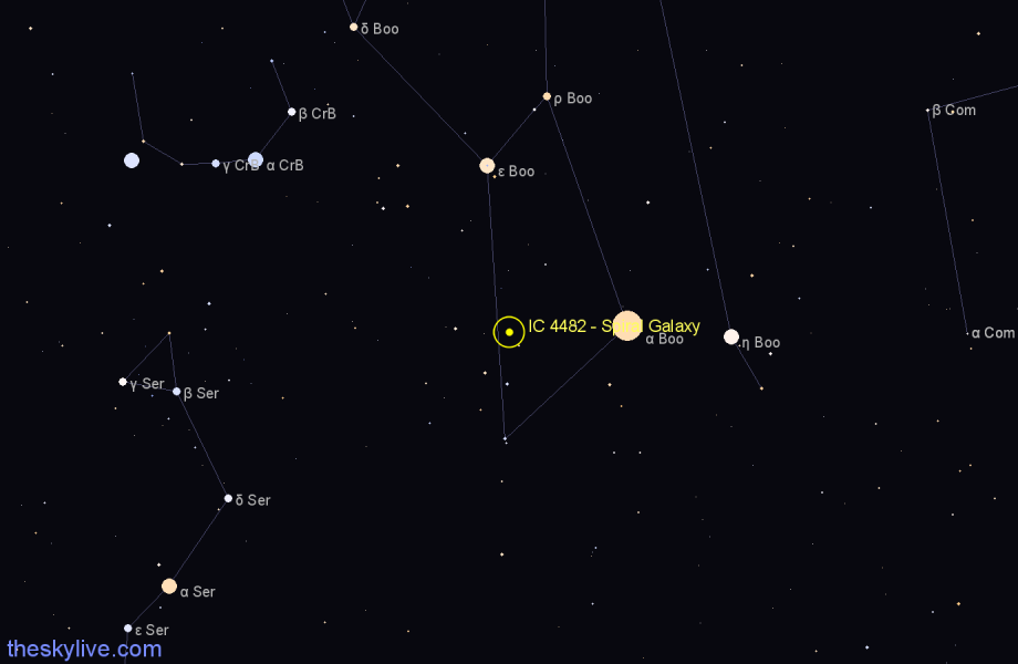 Finder chart IC 4482 - Spiral Galaxy in Boötes star