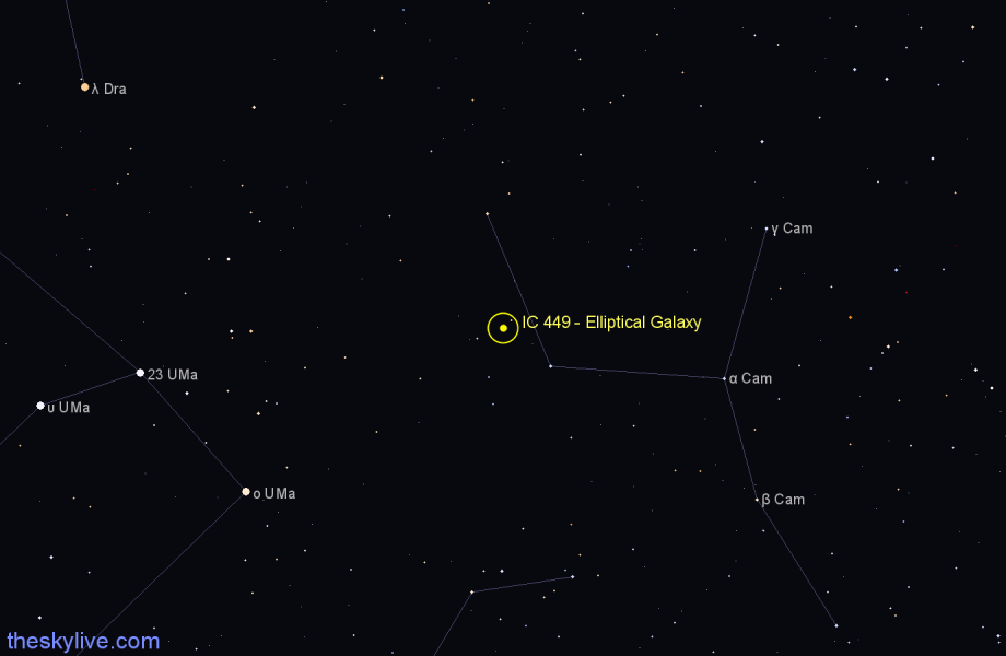 Finder chart IC 449 - Elliptical Galaxy in Camelopardalis star