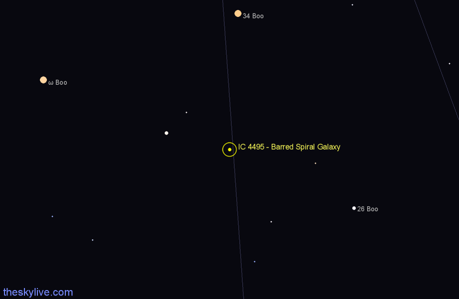 Finder chart IC 4495 - Barred Spiral Galaxy in Boötes star