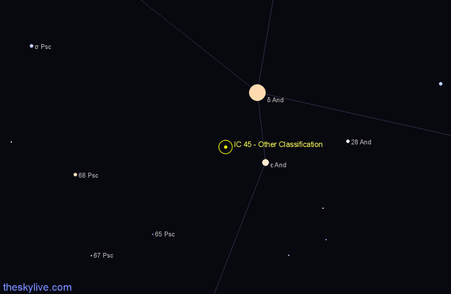 Finder chart IC 45 - Other Classification in Andromeda star