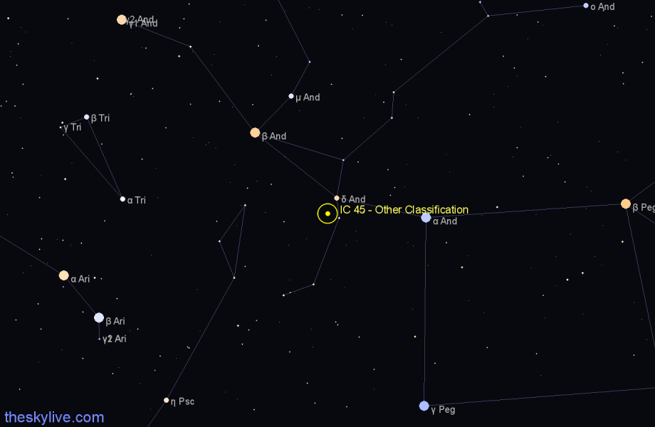 Finder chart IC 45 - Other Classification in Andromeda star