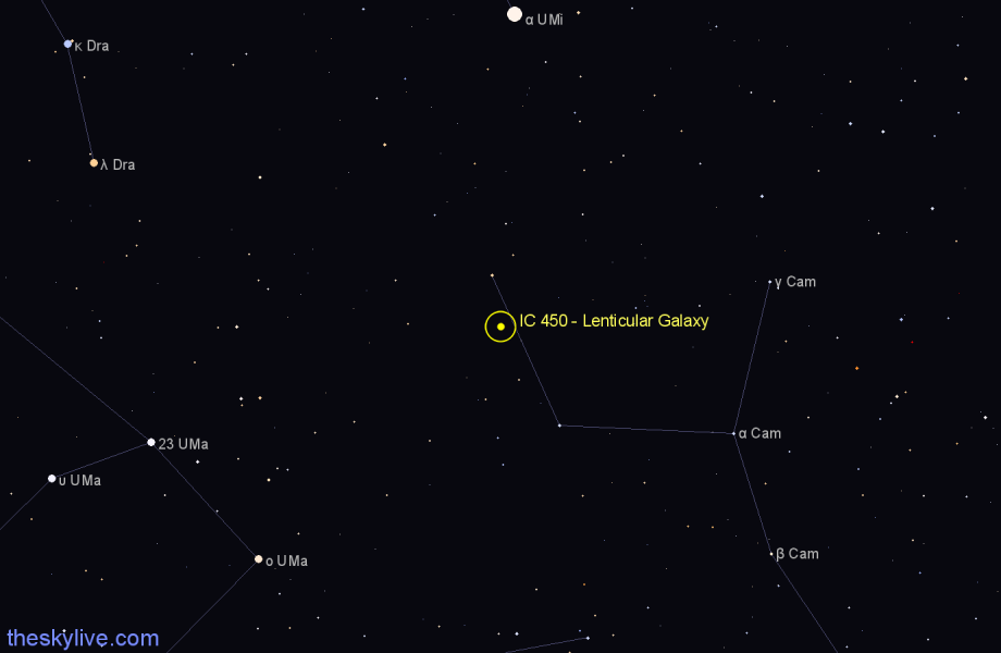 Finder chart IC 450 - Lenticular Galaxy in Camelopardalis star