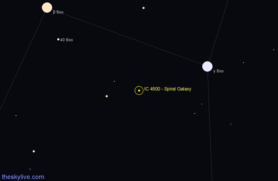 Finder chart IC 4500 - Spiral Galaxy in Boötes star