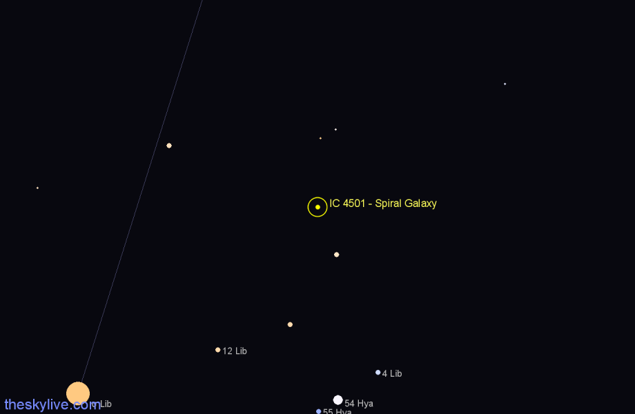 Finder chart IC 4501 - Spiral Galaxy in Libra star