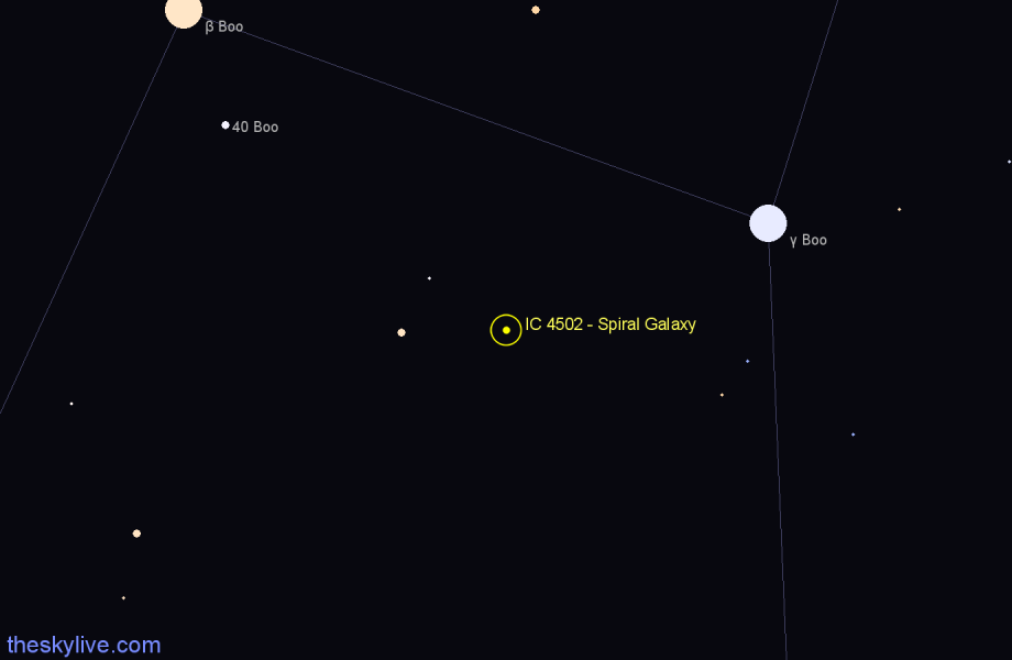 Finder chart IC 4502 - Spiral Galaxy in Boötes star