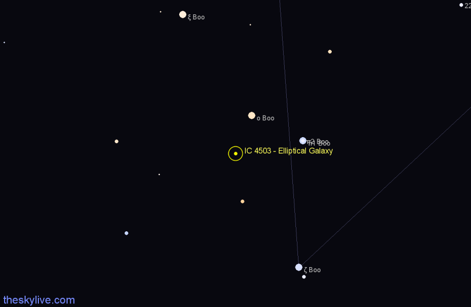 Finder chart IC 4503 - Elliptical Galaxy in Boötes star