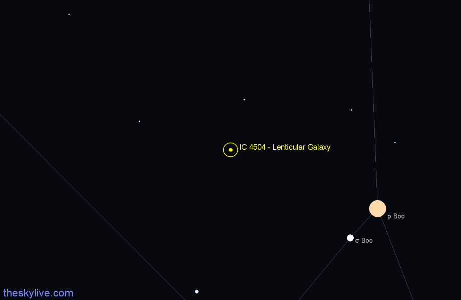 Finder chart IC 4504 - Lenticular Galaxy in Boötes star