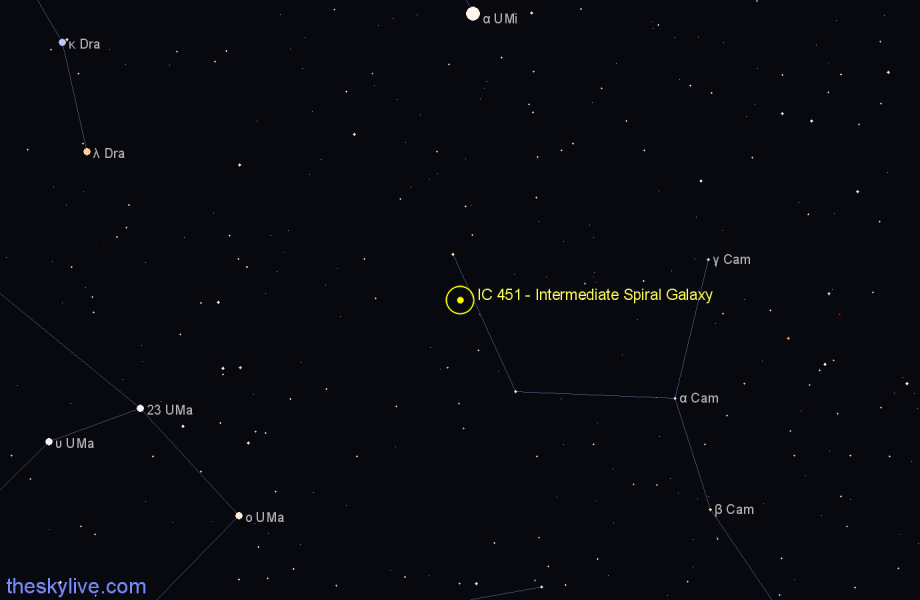 Finder chart IC 451 - Intermediate Spiral Galaxy in Camelopardalis star