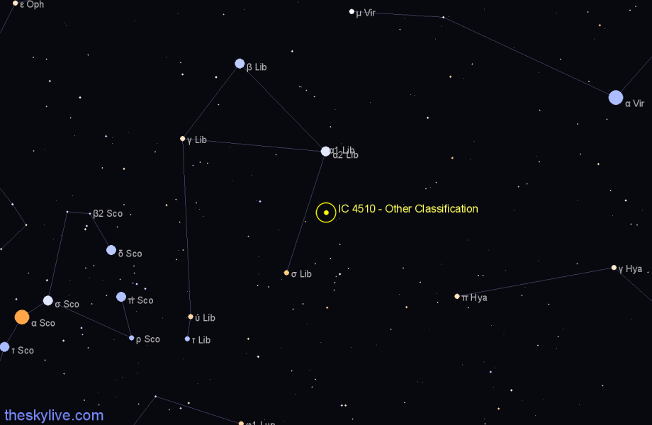 Finder chart IC 4510 - Other Classification in Libra star