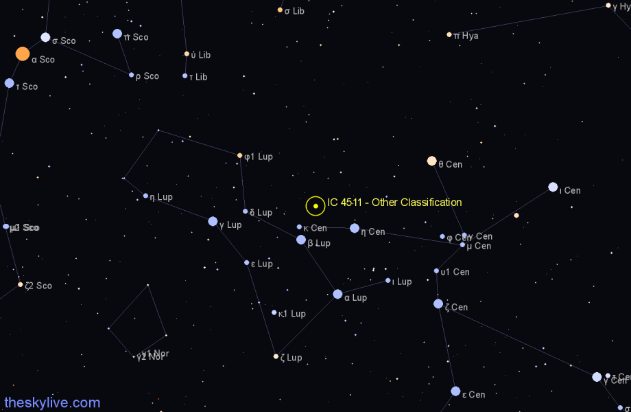 Finder chart IC 4511 - Other Classification in Centaurus star