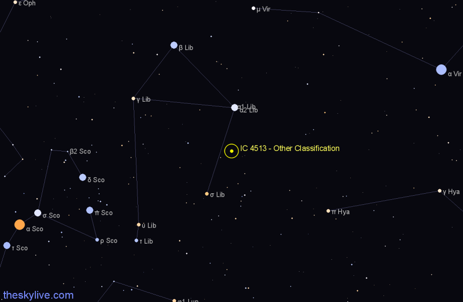 Finder chart IC 4513 - Other Classification in Libra star