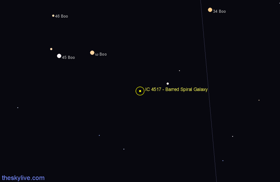 Finder chart IC 4517 - Barred Spiral Galaxy in Boötes star