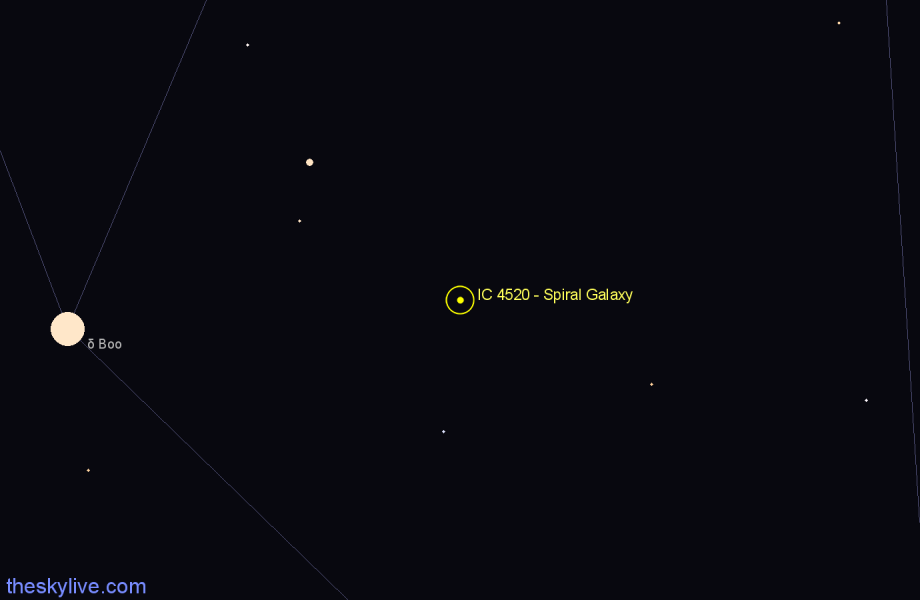 Finder chart IC 4520 - Spiral Galaxy in Boötes star