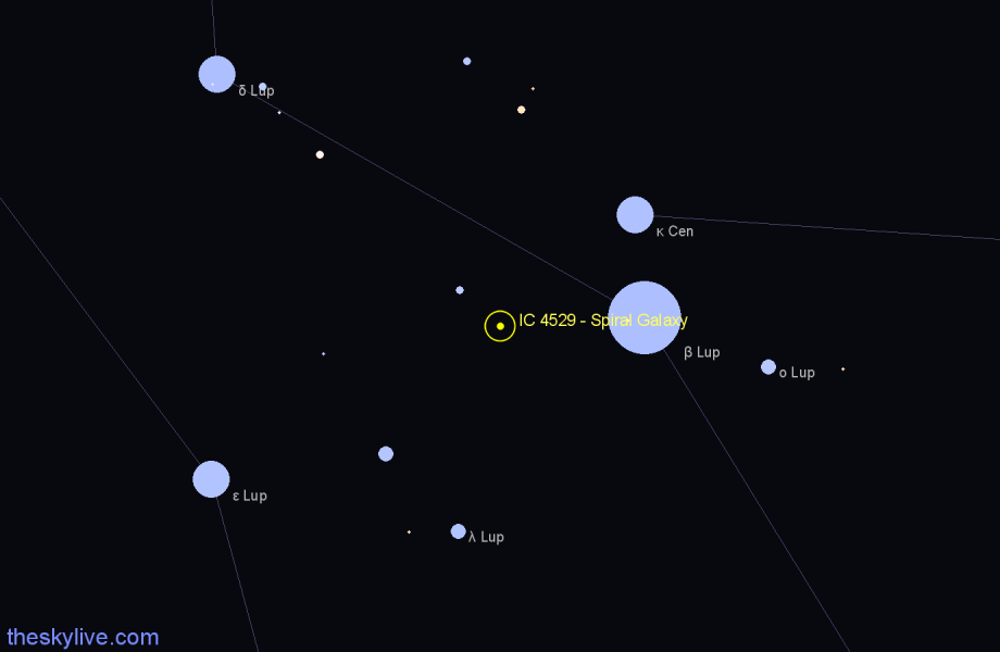 Finder chart IC 4529 - Spiral Galaxy in Lupus star