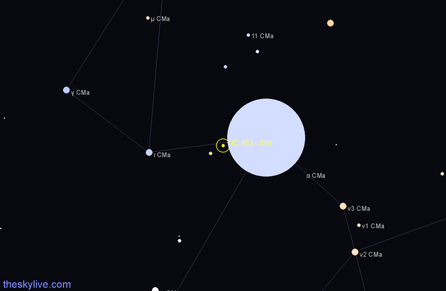 Finder chart IC 453 - Star in Canis Major star