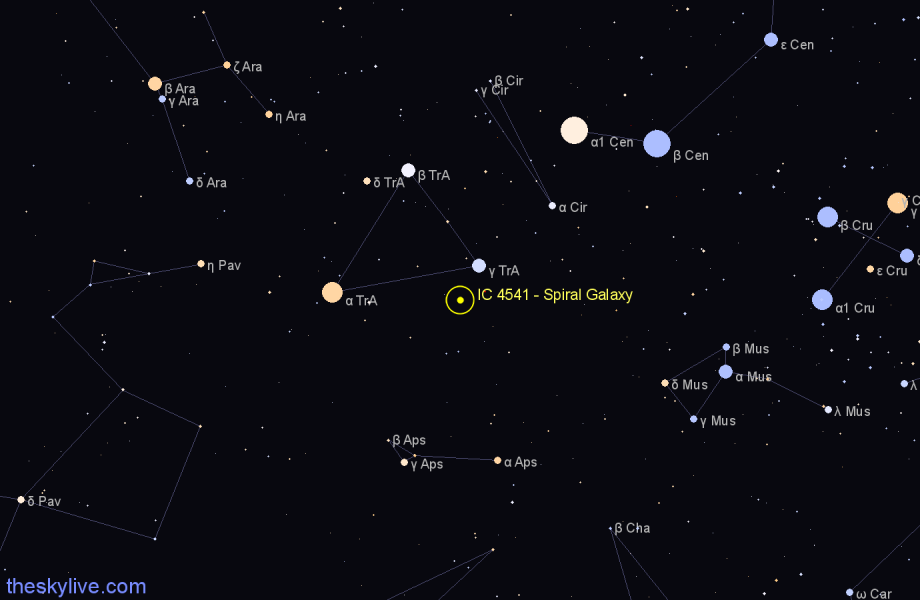 Finder chart IC 4541 - Spiral Galaxy in Apus star