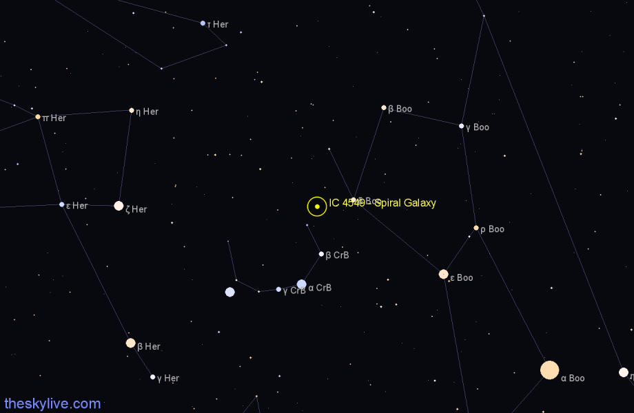 Finder chart IC 4549 - Spiral Galaxy in Boötes star