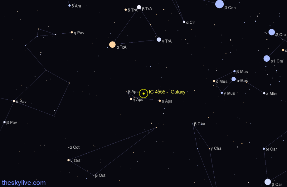 Finder chart IC 4555 -  Galaxy in Apus star