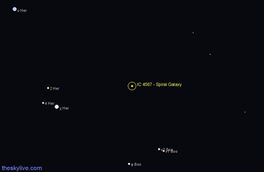 Finder chart IC 4567 - Spiral Galaxy in Boötes star