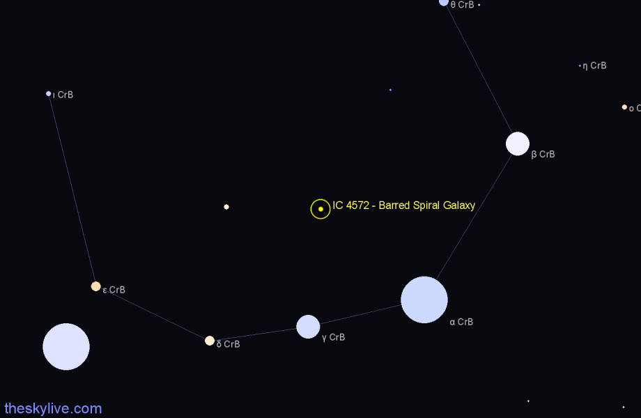Finder chart IC 4572 - Barred Spiral Galaxy in Corona Borealis star