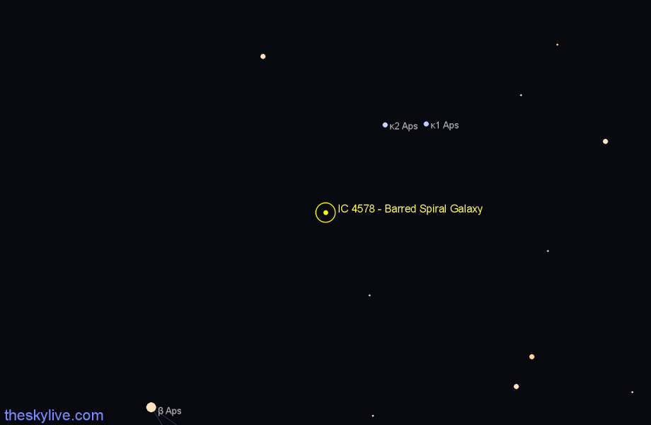 Finder chart IC 4578 - Barred Spiral Galaxy in Apus star