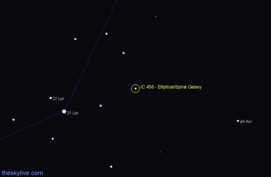 Finder chart IC 458 - Elliptical/Spiral Galaxy in Lynx star