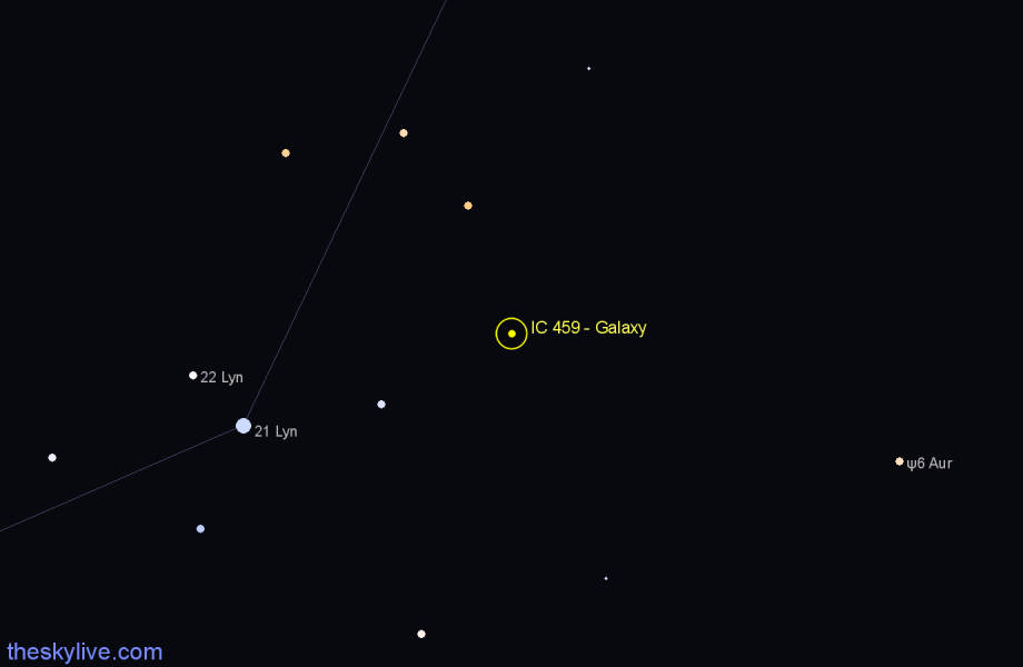 Finder chart IC 459 - Galaxy in Lynx star