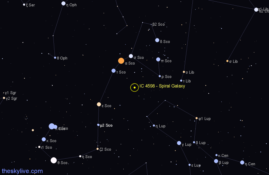 Finder chart IC 4598 - Spiral Galaxy in Scorpius star