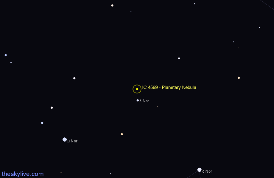 Finder chart IC 4599 - Planetary Nebula in Scorpius star