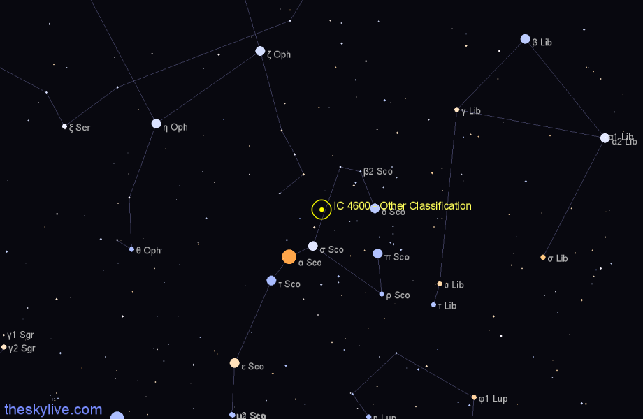 Finder chart IC 4600 - Other Classification in Scorpius star