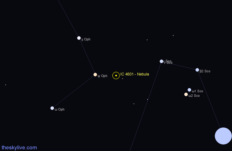 Finder chart IC 4601 - Nebula in Scorpius star