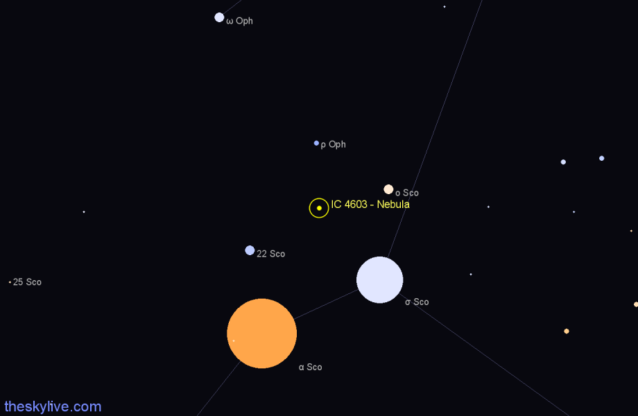 Finder chart IC 4603 - Nebula in Ophiuchus star