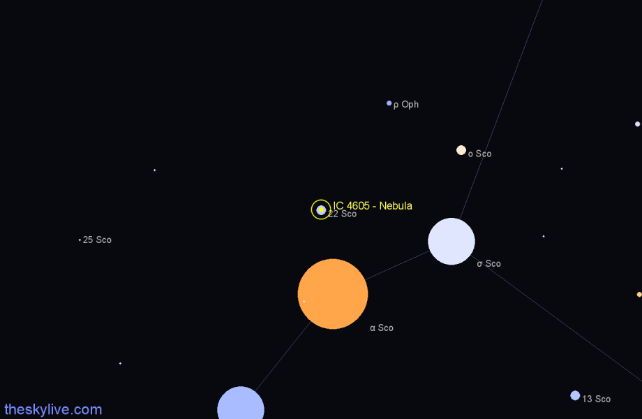 Finder chart IC 4605 - Nebula in Scorpius star