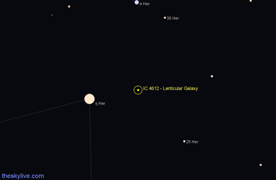 Finder chart IC 4612 - Lenticular Galaxy in Hercules star