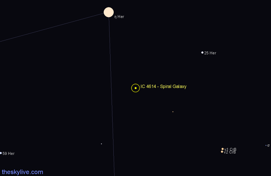 Finder chart IC 4614 - Spiral Galaxy in Hercules star