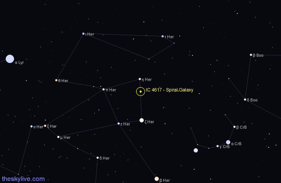 Finder chart IC 4617 - Spiral Galaxy in Hercules star