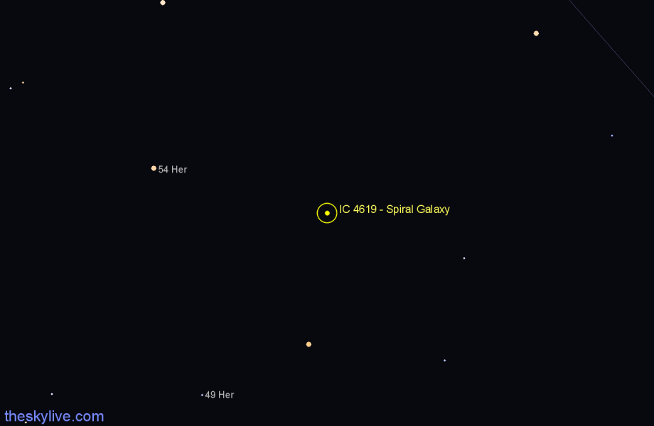 Finder chart IC 4619 - Spiral Galaxy in Hercules star