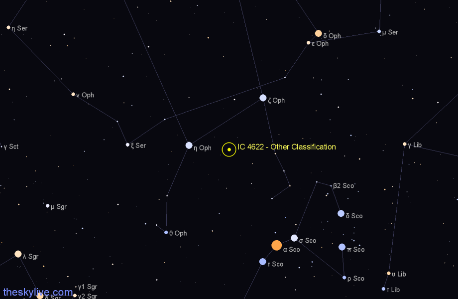 Finder chart IC 4622 - Other Classification in Ophiuchus star