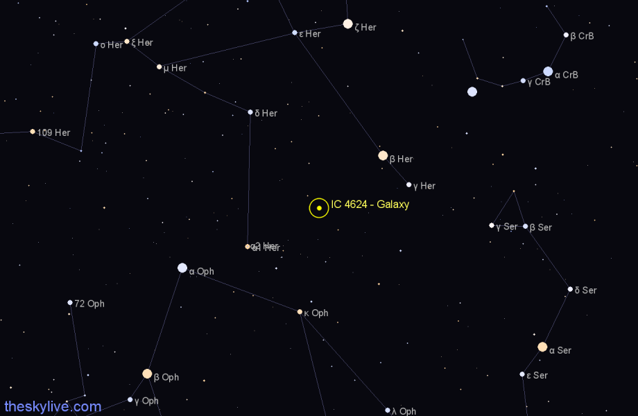 Finder chart IC 4624 - Galaxy in Hercules star