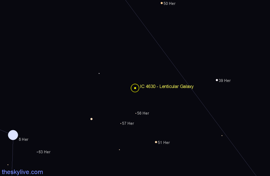 Finder chart IC 4630 - Lenticular Galaxy in Hercules star