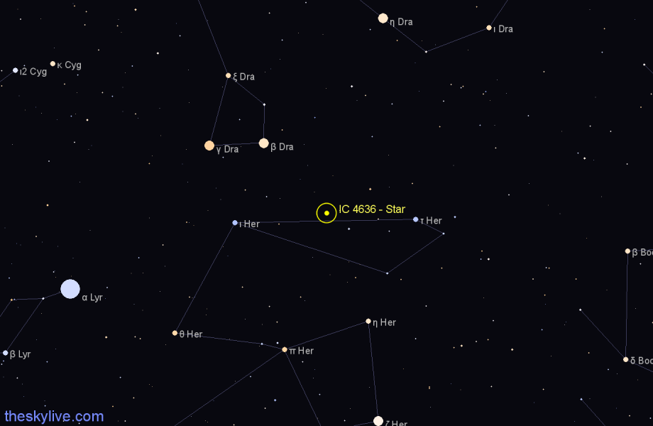 Finder chart IC 4636 - Star in Hercules star