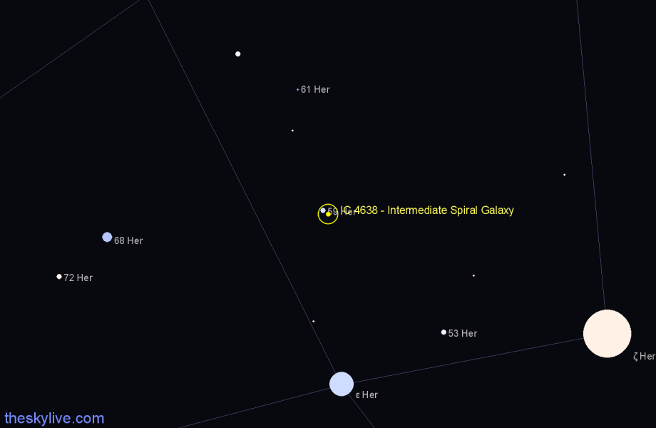 Finder chart IC 4638 - Intermediate Spiral Galaxy in Hercules star
