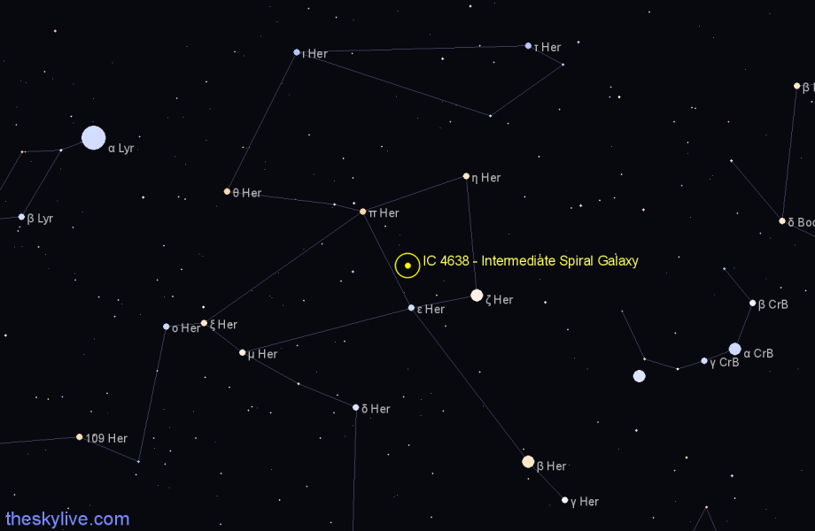 Finder chart IC 4638 - Intermediate Spiral Galaxy in Hercules star