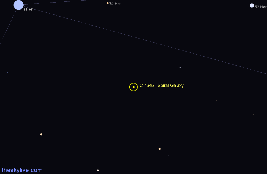 Finder chart IC 4645 - Spiral Galaxy in Hercules star