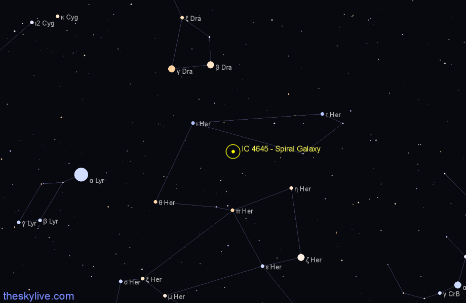 Finder chart IC 4645 - Spiral Galaxy in Hercules star