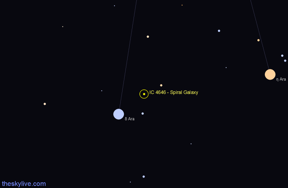 Finder chart IC 4646 - Spiral Galaxy in Ara star