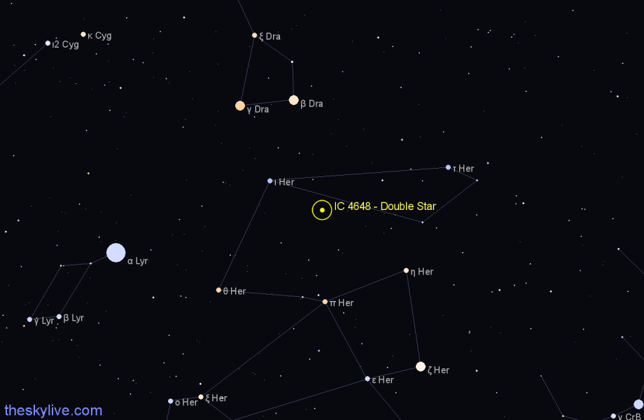 Finder chart IC 4648 - Double Star in Hercules star