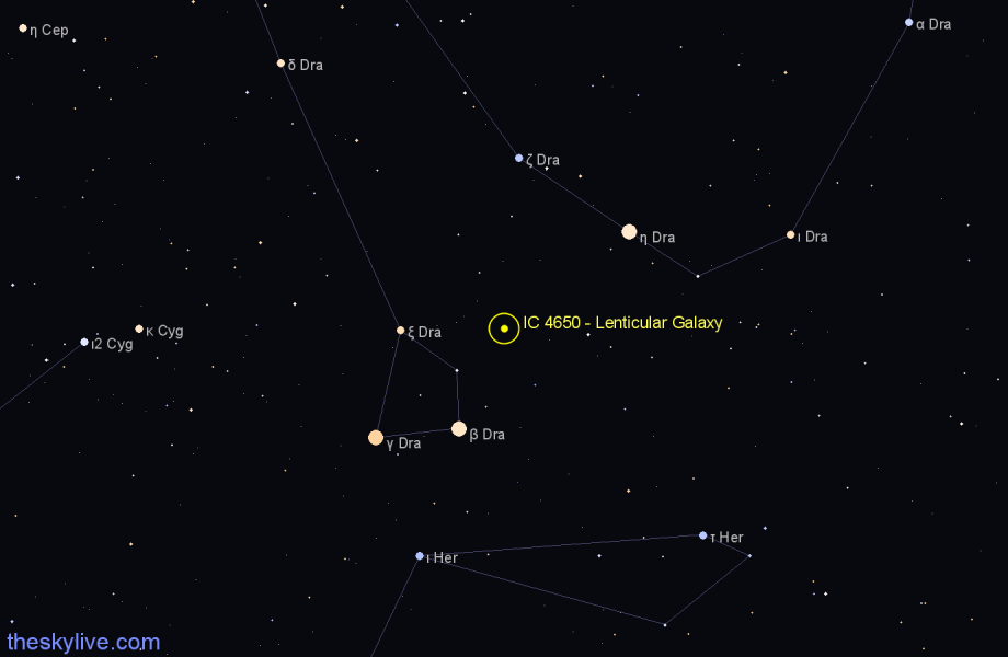 Finder chart IC 4650 - Lenticular Galaxy in Draco star