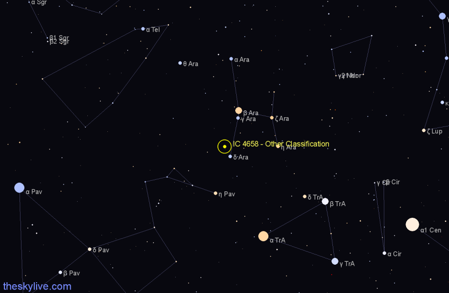 Finder chart IC 4658 - Other Classification in Ara star